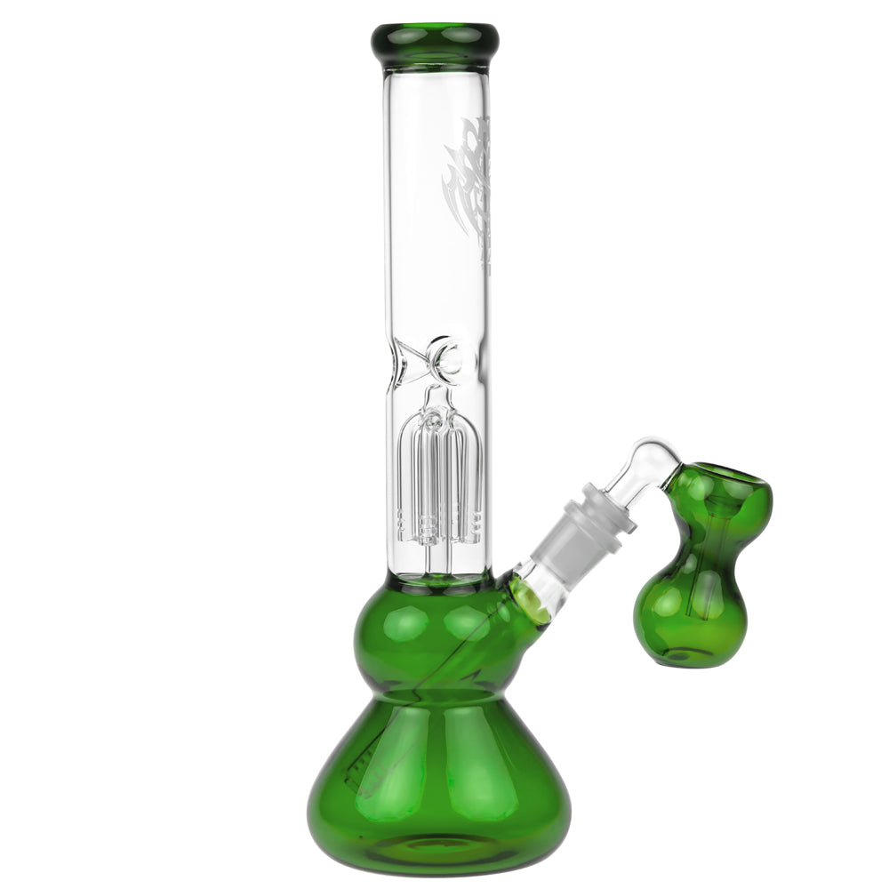 Black Leaf 4-arm Perc Bong with Ash Catcher | Green - Side View 6