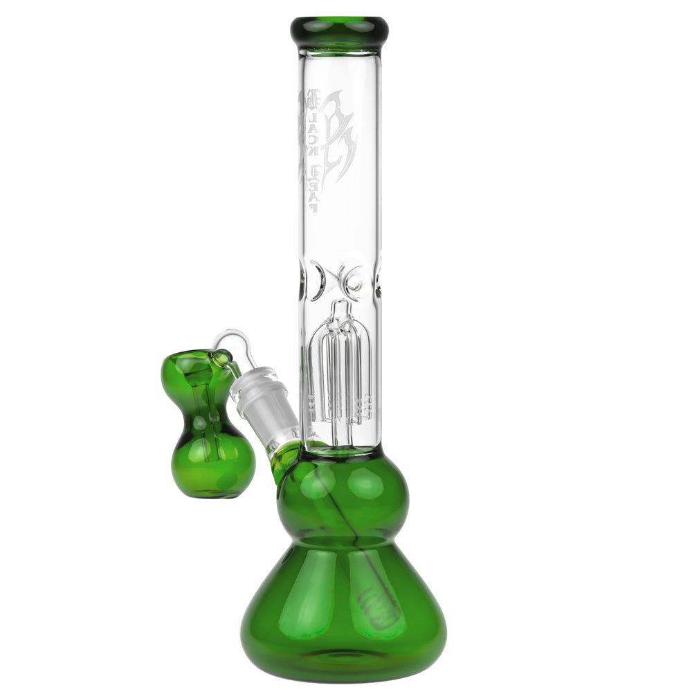 Black Leaf 4-arm Perc Bong with Ash Catcher | Green - Side View 4