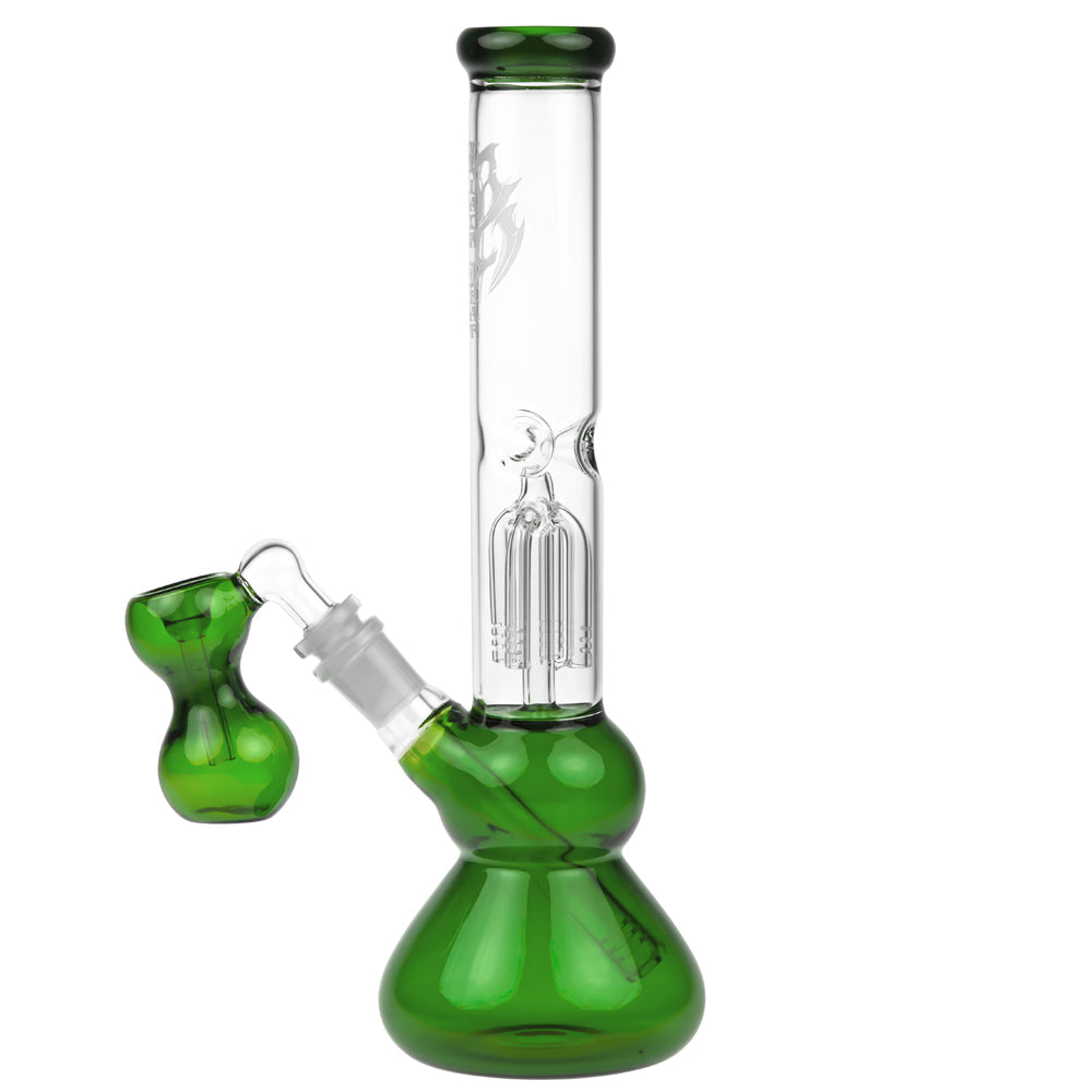 Black Leaf 4-arm Perc Bong with Ash Catcher | Green - Side View 3
