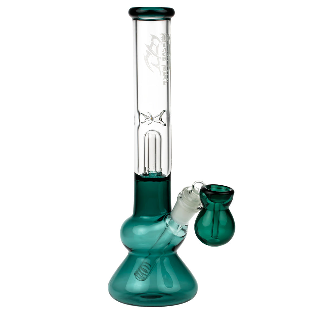 Black Leaf Glass Beaker Base Ice Bong with Precooler