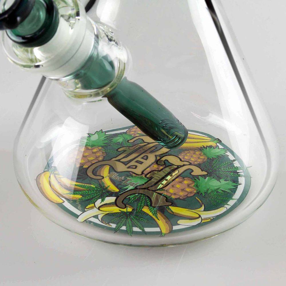 Black Leaf Hanuman Beaker Ice Bong with 10-Arm Tree Perc | Box Set - Close Up Beaker Base