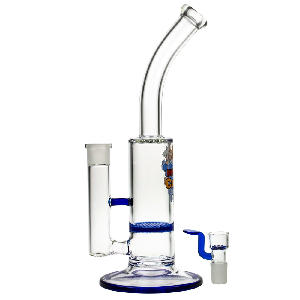 Black Leaf Glass Bong with HoneyComb Disc Perc | 32.5cm - Bowl Included