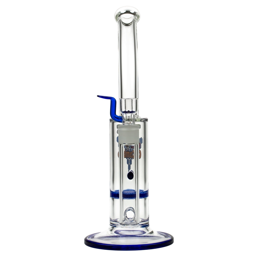 Black Leaf Glass Bong with HoneyComb Disc Perc | 32.5cm - Front View