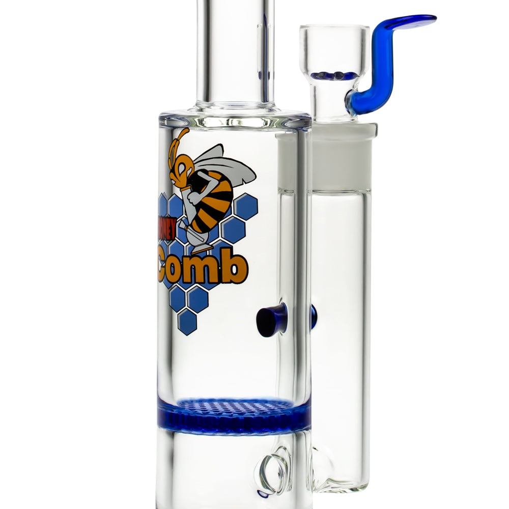 Black Leaf Glass Bong with HoneyComb Disc Perc | 32.5cm - Close Up HoneyComb Disc