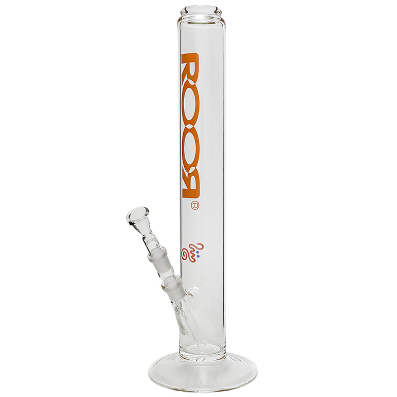 ROOR Zumo Straight Cylinder Glass Bong | Orange Logo - Side View 2