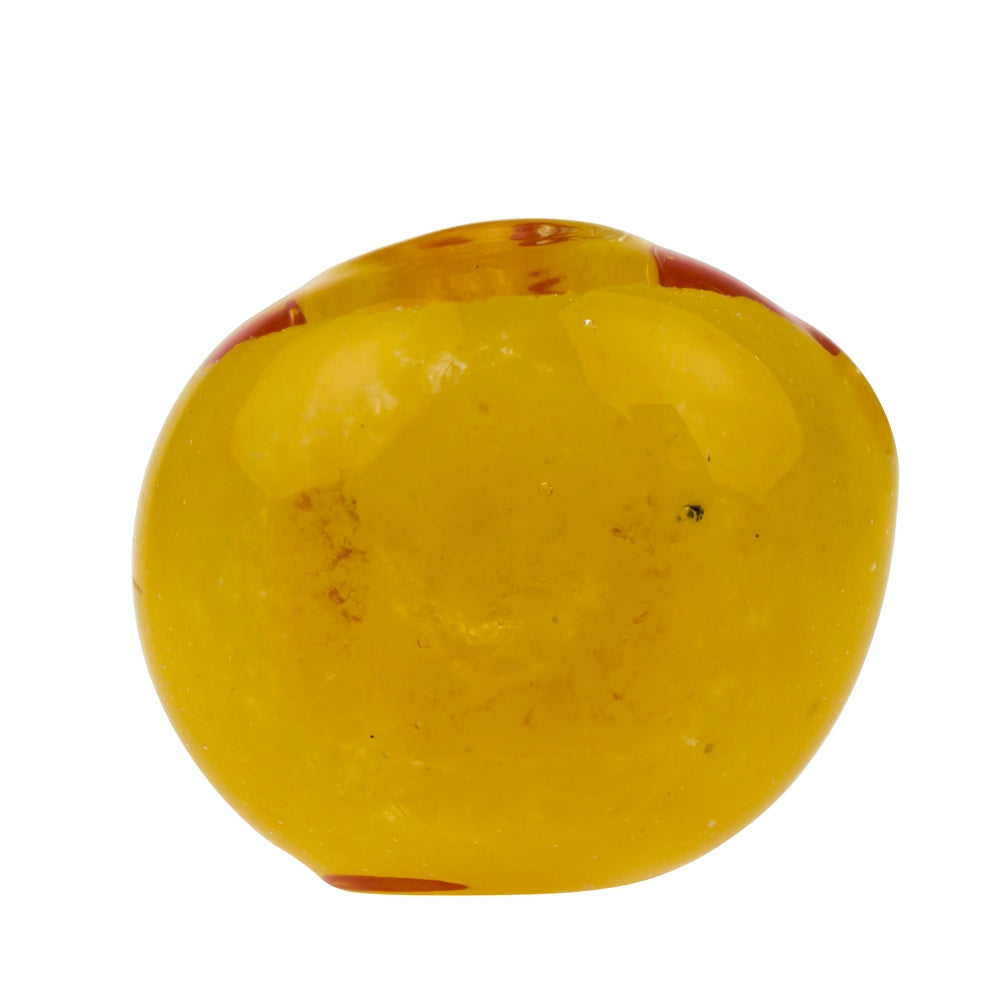 Glasscity Yellow Glass Spoon Pipe with Red Swirl | 3 Inch - Close Up Bowl