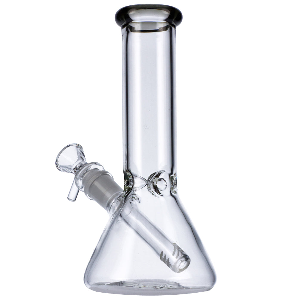 Glass Beaker Base Bong with Frosted Joint | 8 Inch | Smoke - Back View 1
