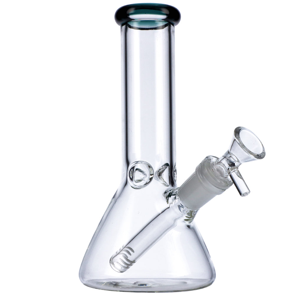 Glass Beaker Base Bong with Frosted Joint | 8 Inch | Teal