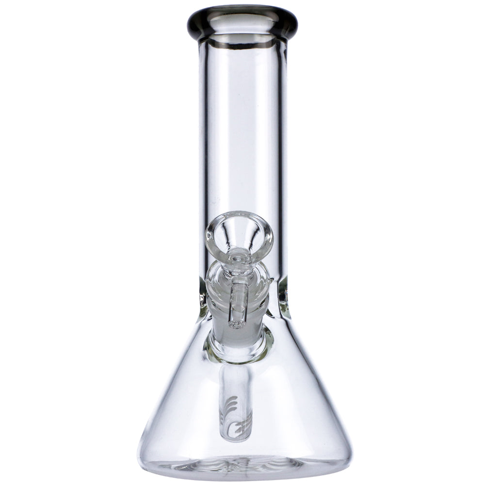 Glass Beaker Base Bong with Frosted Joint | 8 Inch | Smoke - Front View
