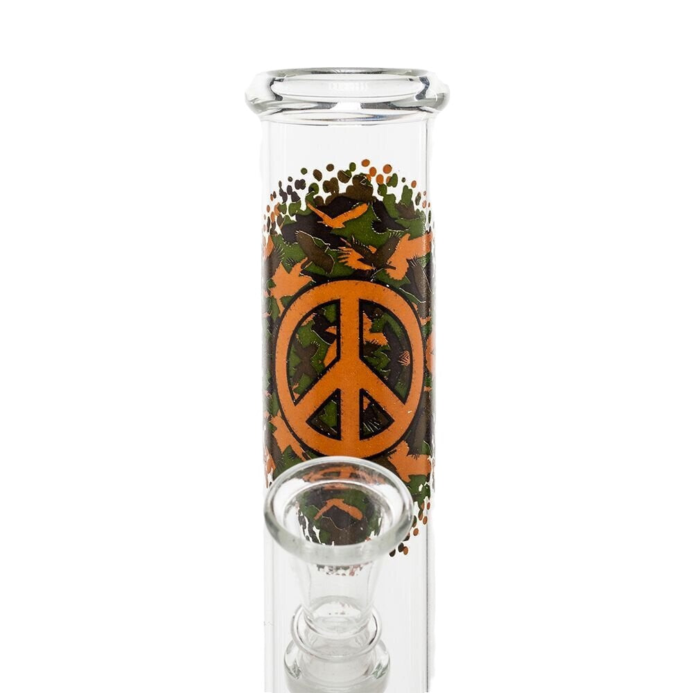 Greenline Camo Peace Glass Bubble Bong | stem