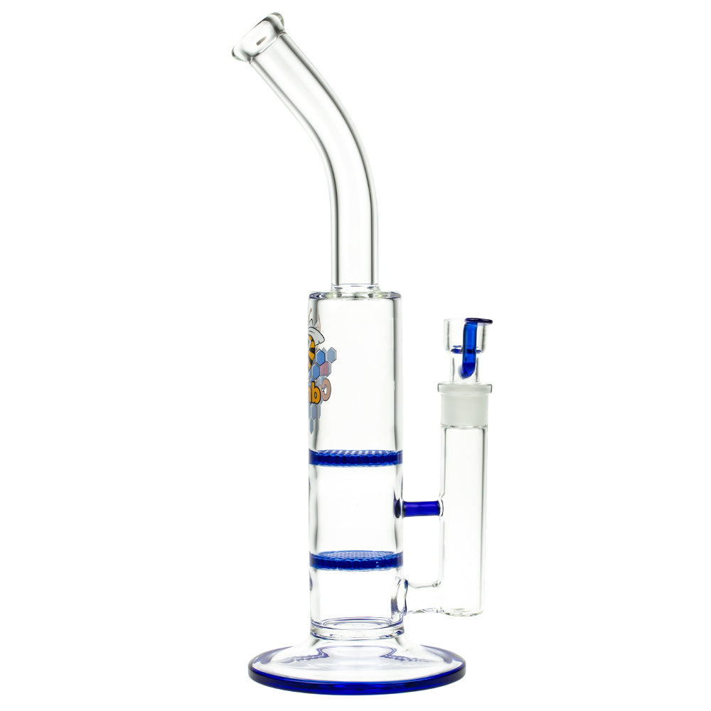 Black Leaf - Glass Bong with Double HoneyComb Disc Perc - 36cm - Side View 6