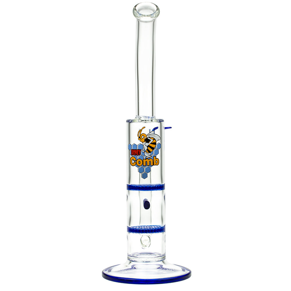 Black Leaf - Glass Bong with Double HoneyComb Disc Perc - 36cm - Back View