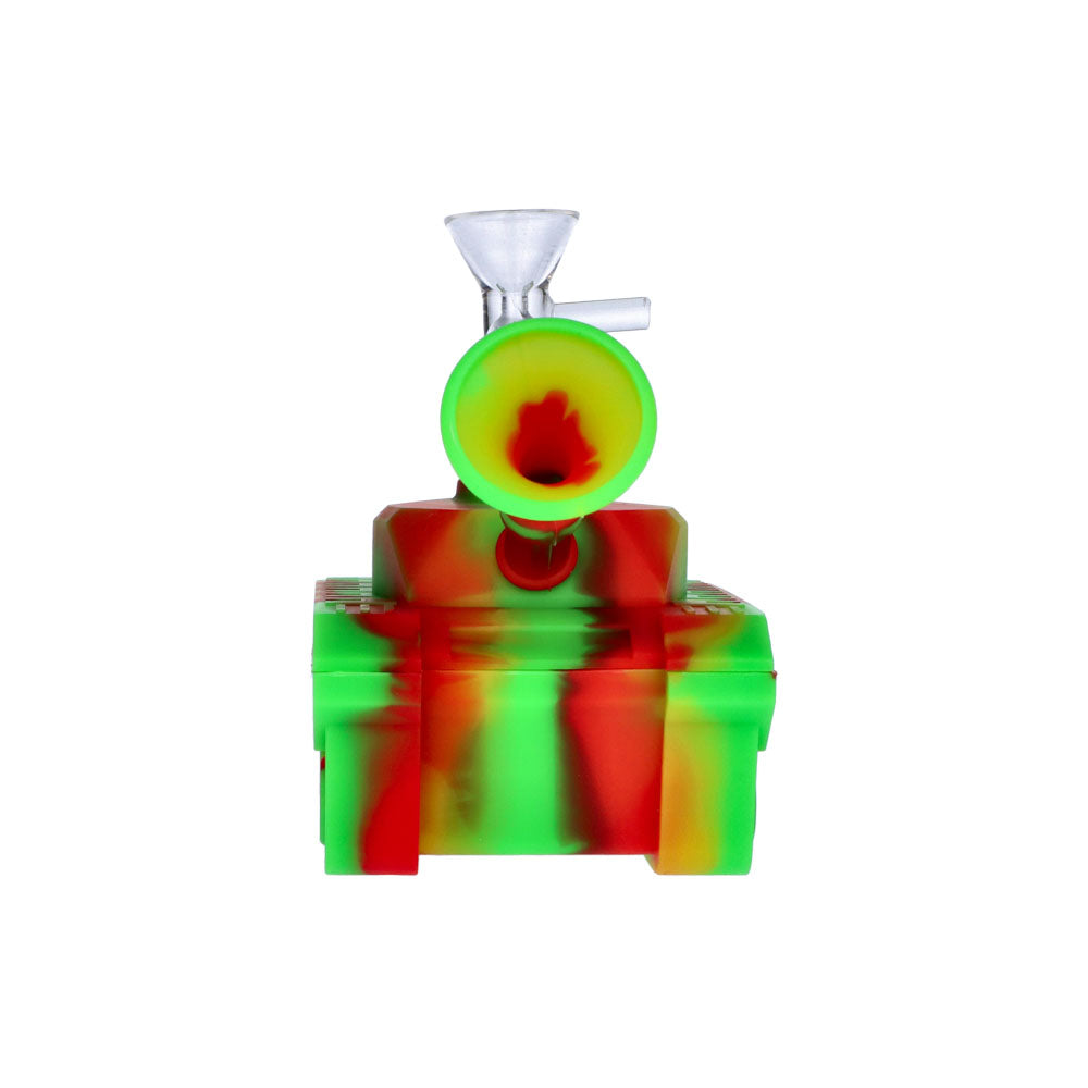 Silicone Army Tank Pipe with Glass Bowl | Rasta - Back View