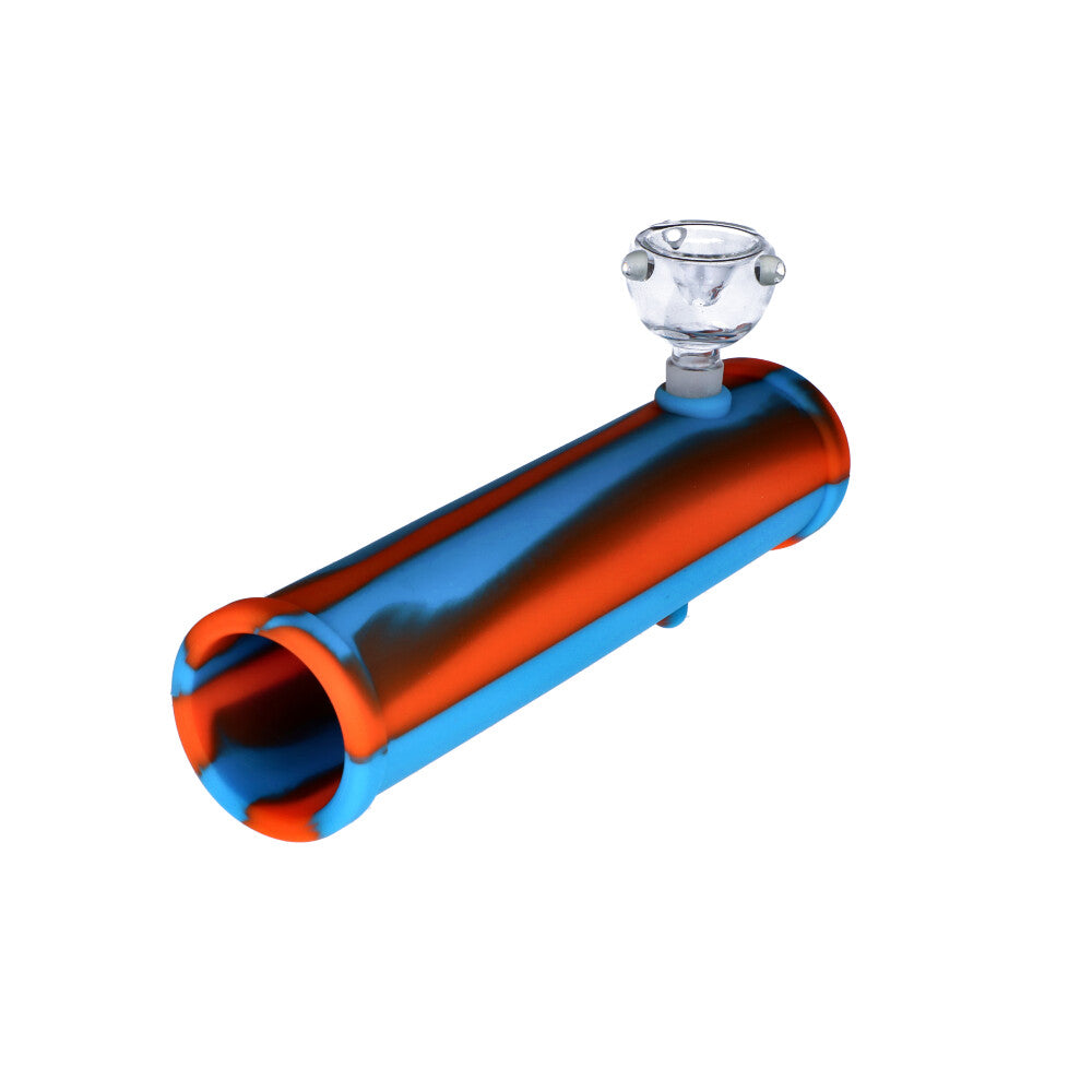 Silicone Shotgun with Glass Bowl | Random Color | Red/Blue - side view 2
