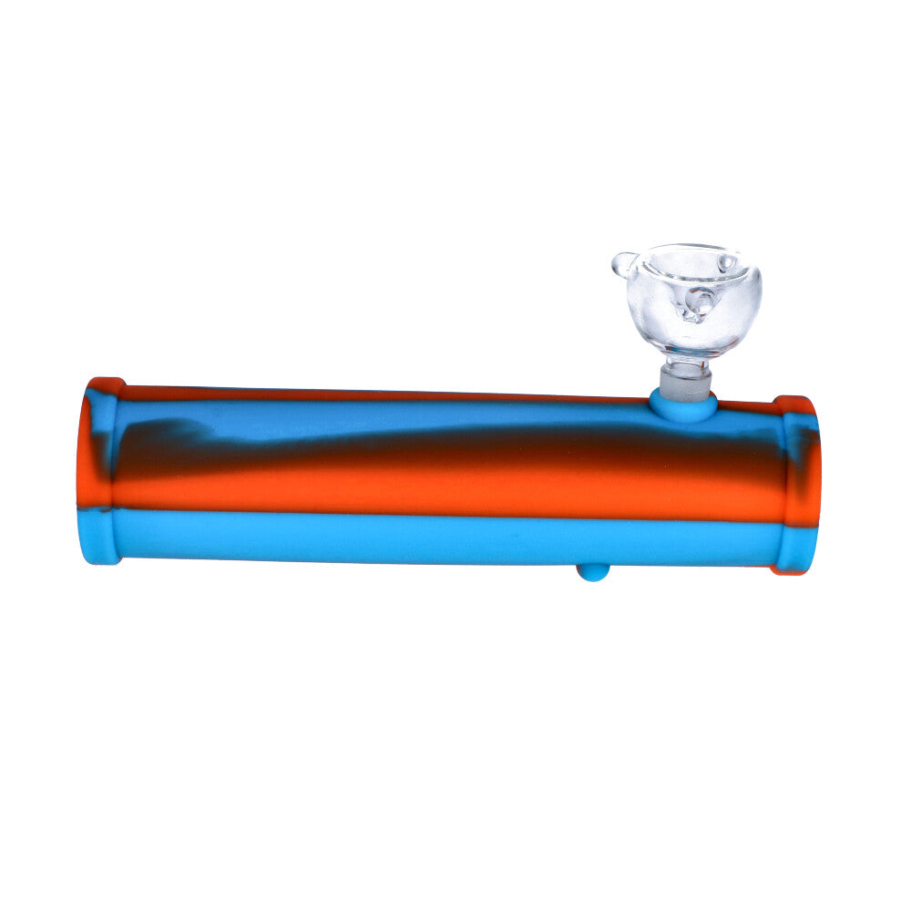 Silicone Shotgun with Glass Bowl | Random Color | Red/Blue - side view 3