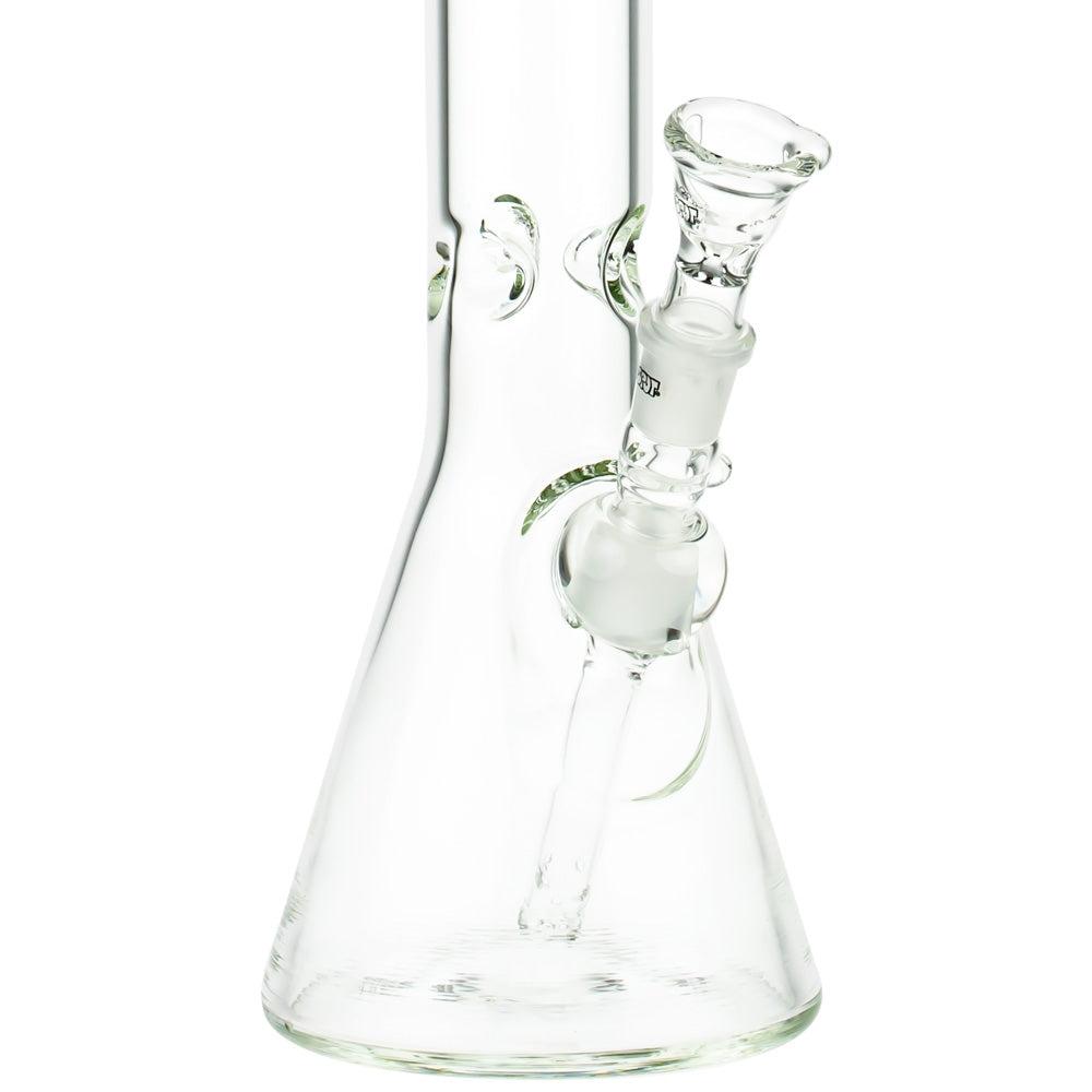 G-Spot Glass Beaker Ice Bong with Flame Polished Logo | 55cm - Close Up Beaker Base