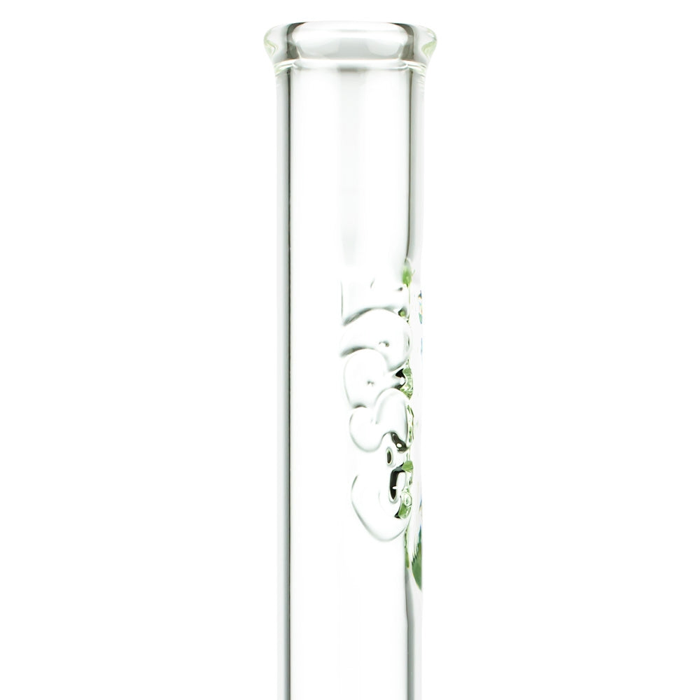 G-Spot Glass Bubble Ice Bong with Flame Polished Logo | 50cm - Close Up Logo