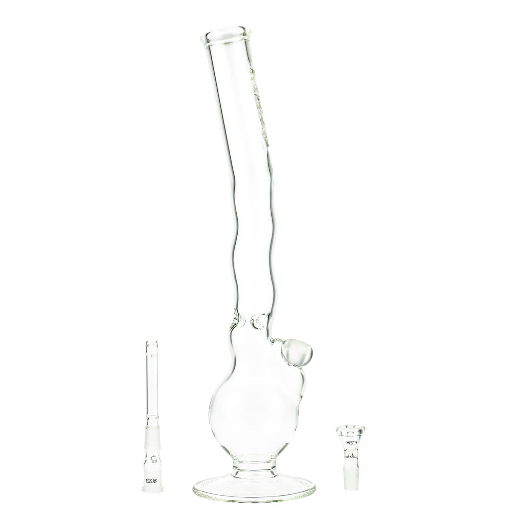 G-Spot Glass Wave Ice Bong with Flame Polished Logo | 50cm - Diffuser Downstem and Herb Bowl Included