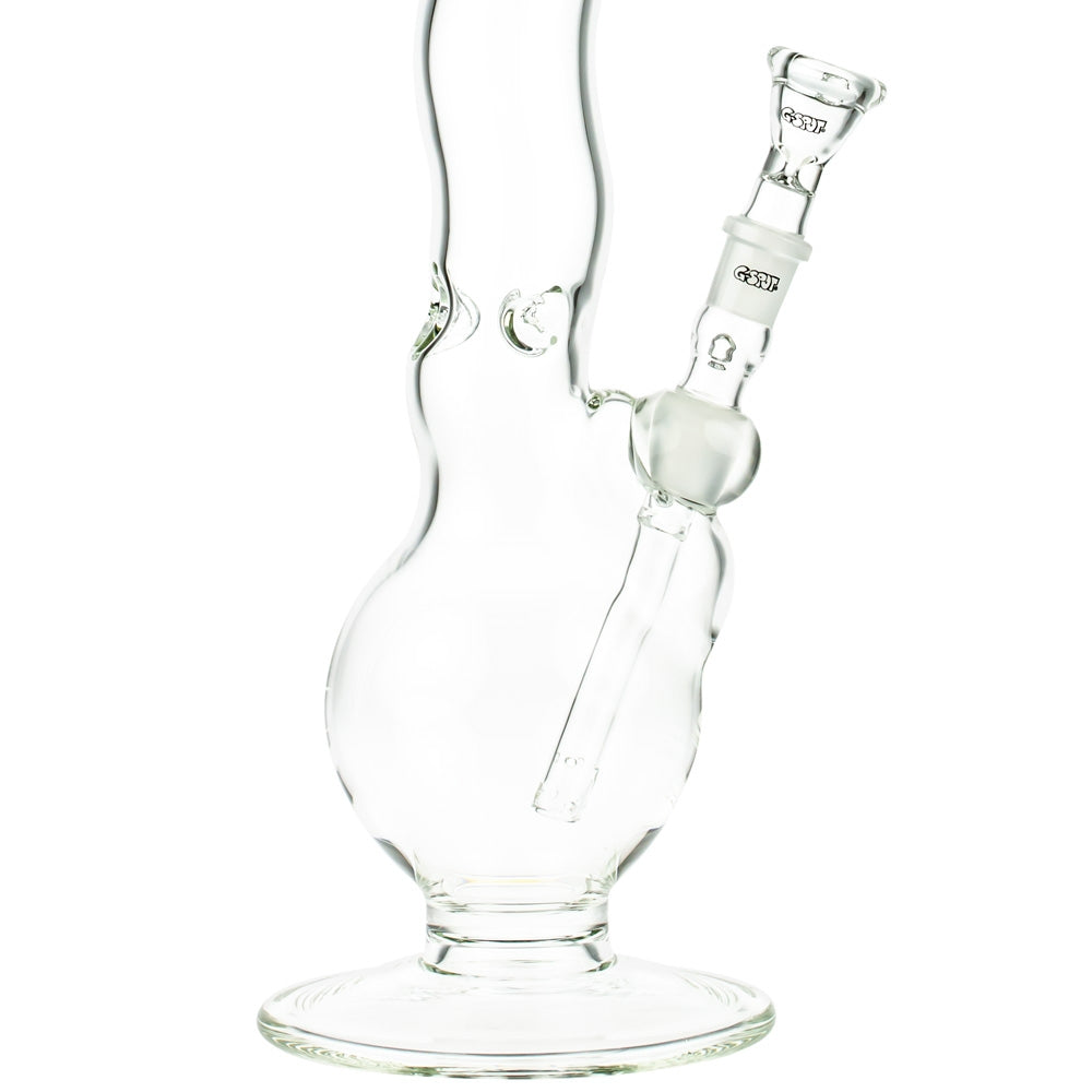 G-Spot Glass Wave Ice Bong with Flame Polished Logo | 50cm - Close Up Bubble Base