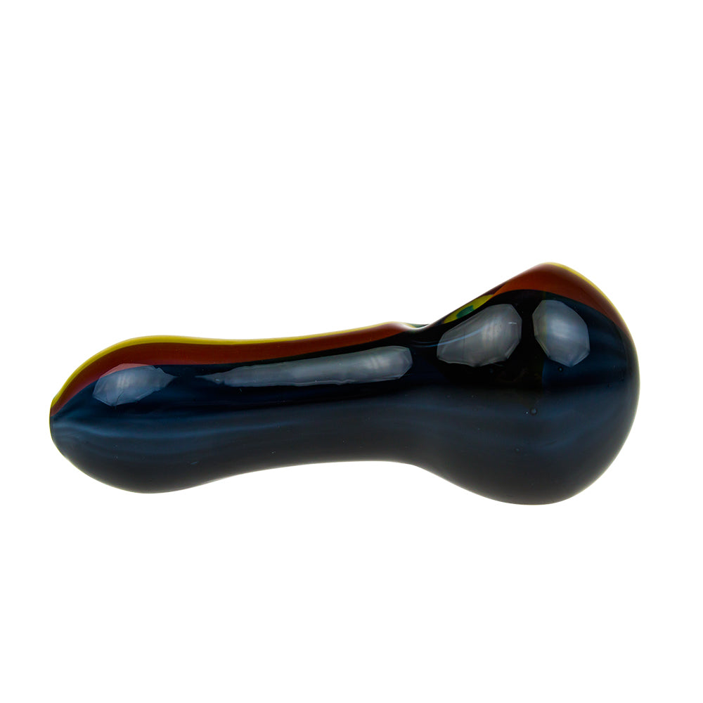 G-Spot Glass Spoon Pipe - Black Rasta - Side View 3