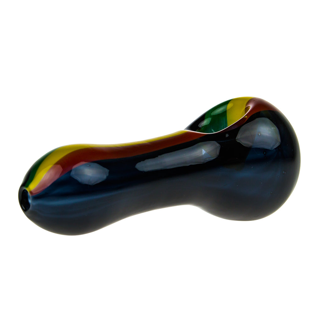 G-Spot Glass Spoon Pipe - Black Rasta - Side View 2