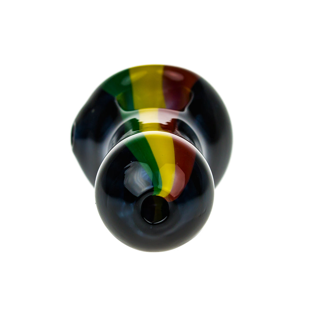 G-Spot Glass Spoon Pipe - Black Rasta - Back View