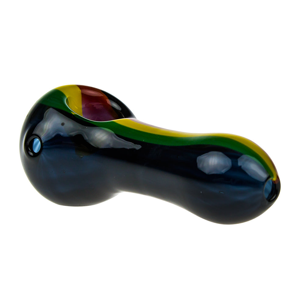 G-Spot Glass Spoon Pipe - Black Rasta - Side View 1