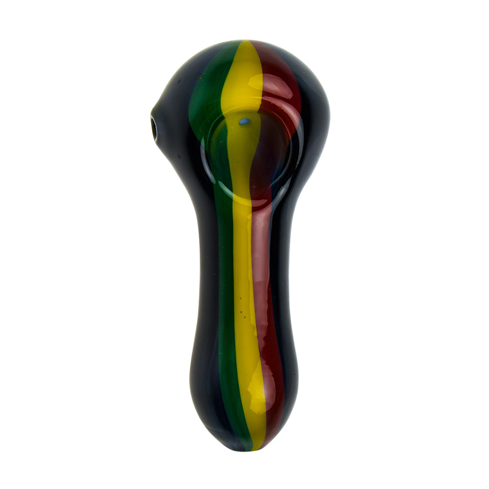 G-Spot Glass Spoon Pipe - Black Rasta - Top View