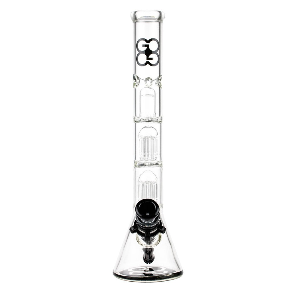 Glasscity Beaker Ice Bong with Double Tree Perc | Black - Front View