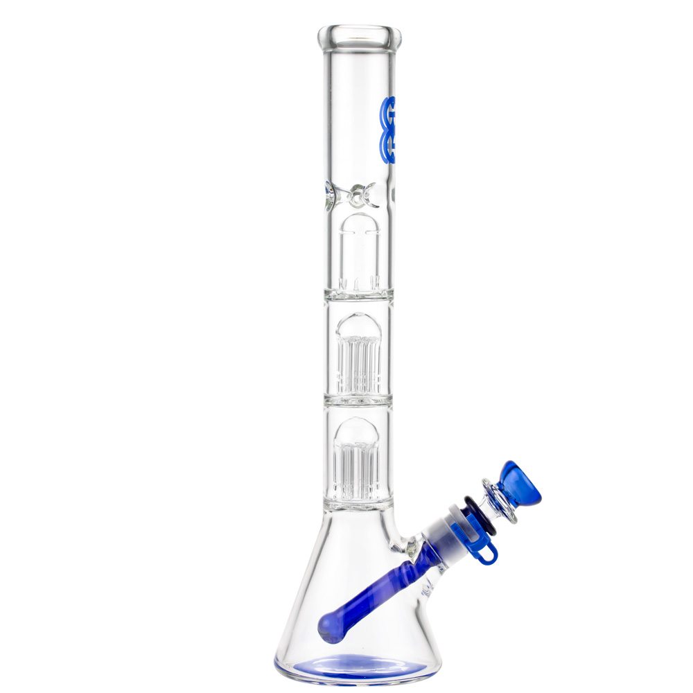 Glasscity Beaker Ice Bong with Double Tree Perc | Blue - Side View 4