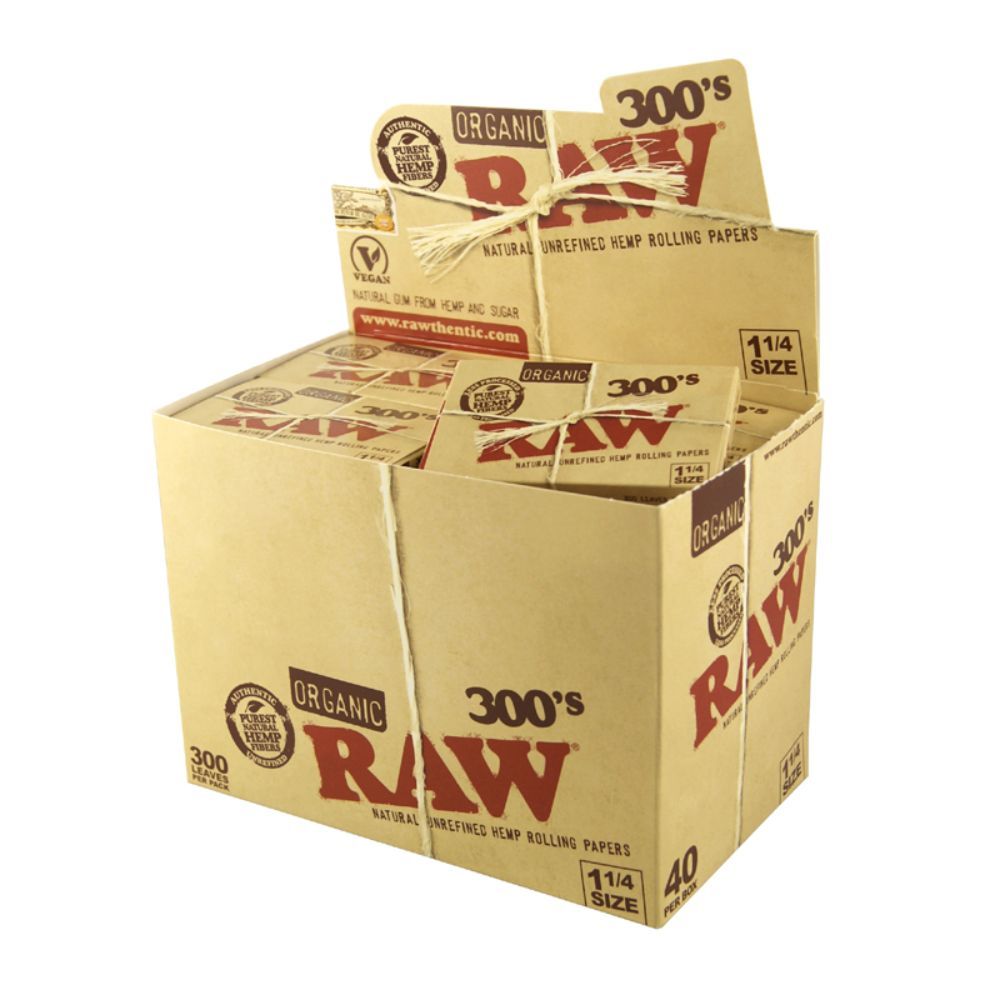 RAW Organic 300's Creaseless Rolling Papers | Box of 40