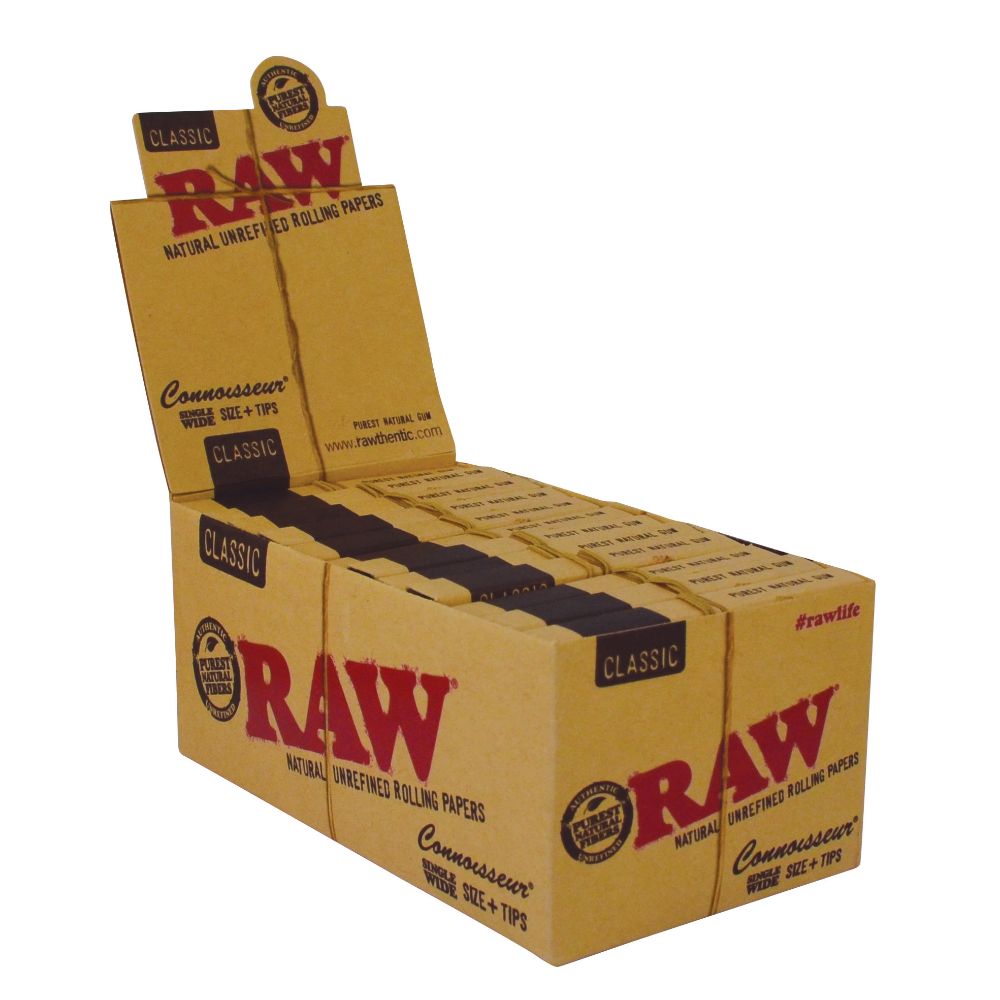 RAW Connoisseur Single Wide Rolling Papers with Filter Tips
