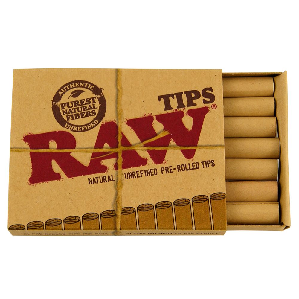 RAW Pre-Rolled Filter Tips | Pack of 21- Open Package