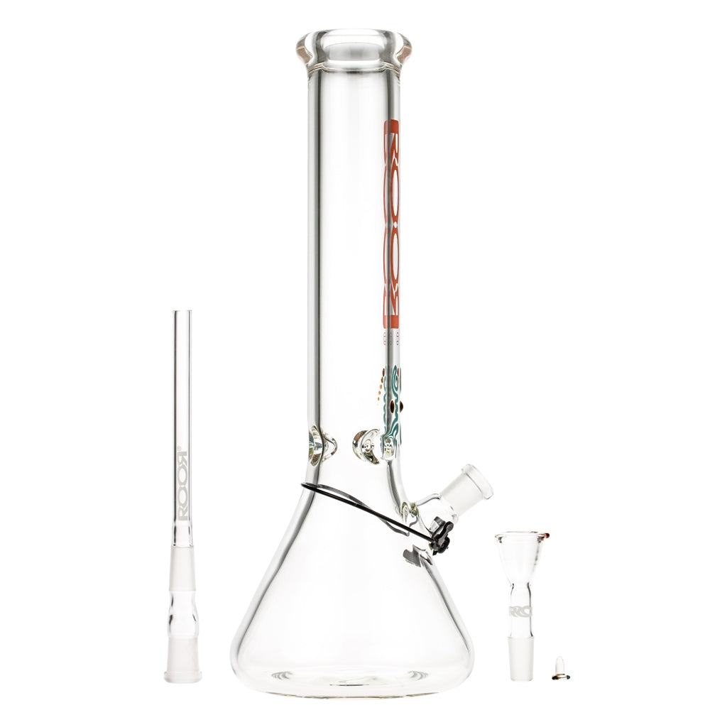 ROOR Little Sista Beaker Ice Bong 7.0mm Red logo | 35cm | 14.5mm - Downstem and Herb Bowl Included