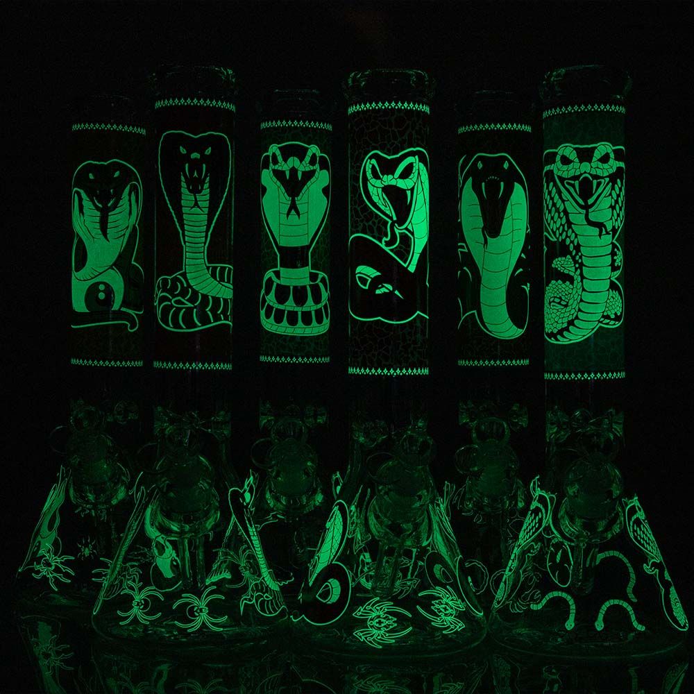 Beaker Ice Bong with Glow in the Dark Cobra Print | Glow in the dark