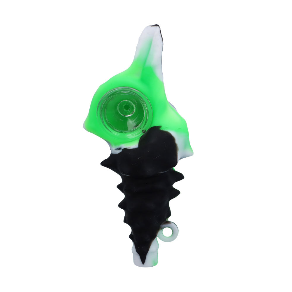 Silicone Shell Pipe with Loop and Glass Bowl | 4.5 Inch | Black/Green | top view