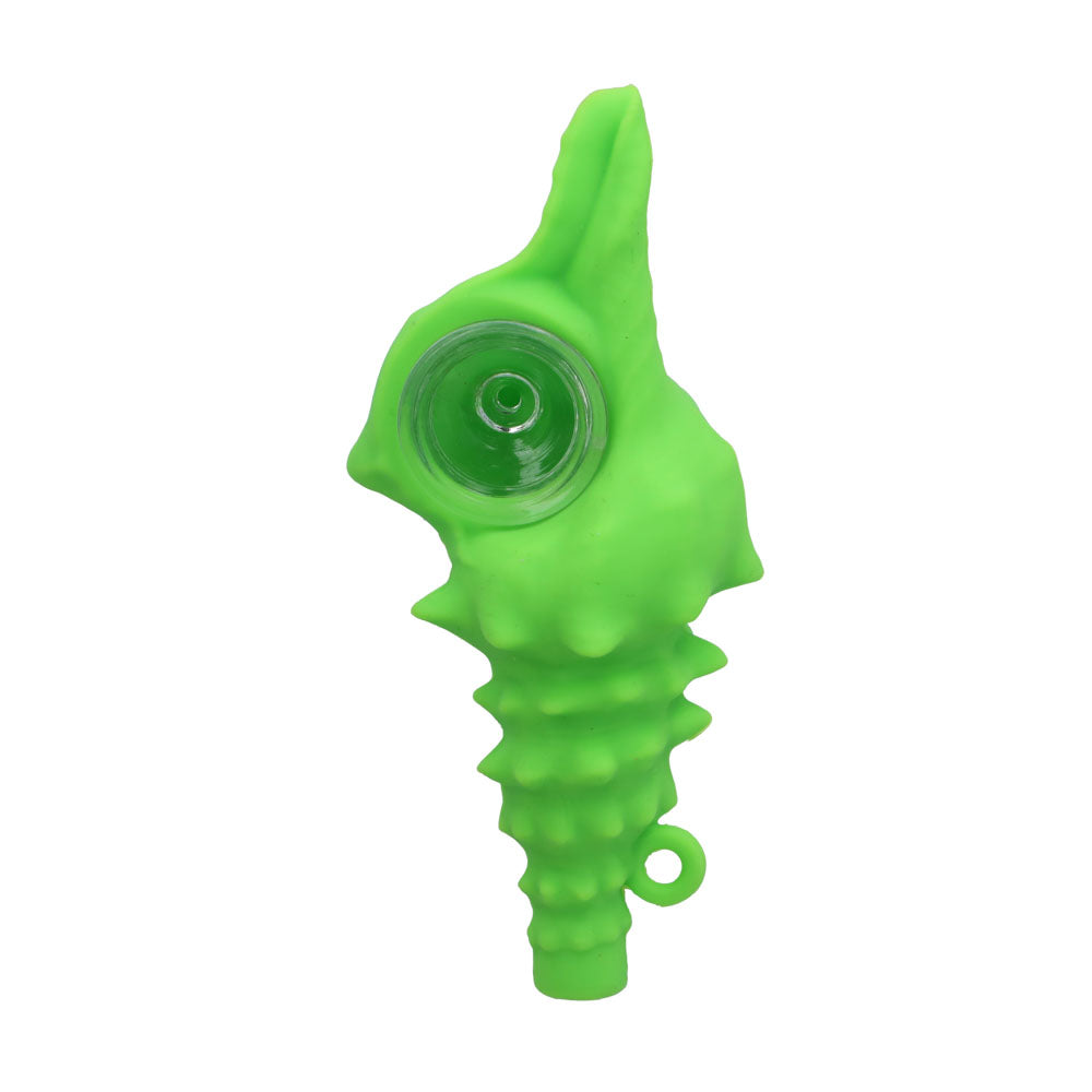 Silicone Shell Pipe with Loop and Glass Bowl | 4.5 Inch | Green | top view