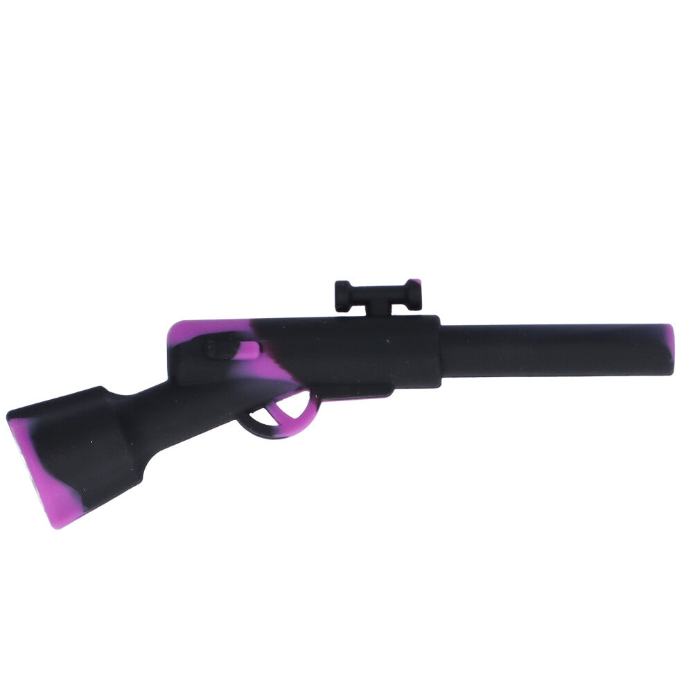 Silicone Shotgun Hand Pipe with Insert Glass Bowl | Black/Pink