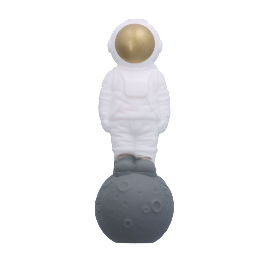 Silicone Astronaut Hand Pipe with Glass Bowl | 5 Inch | White | top view