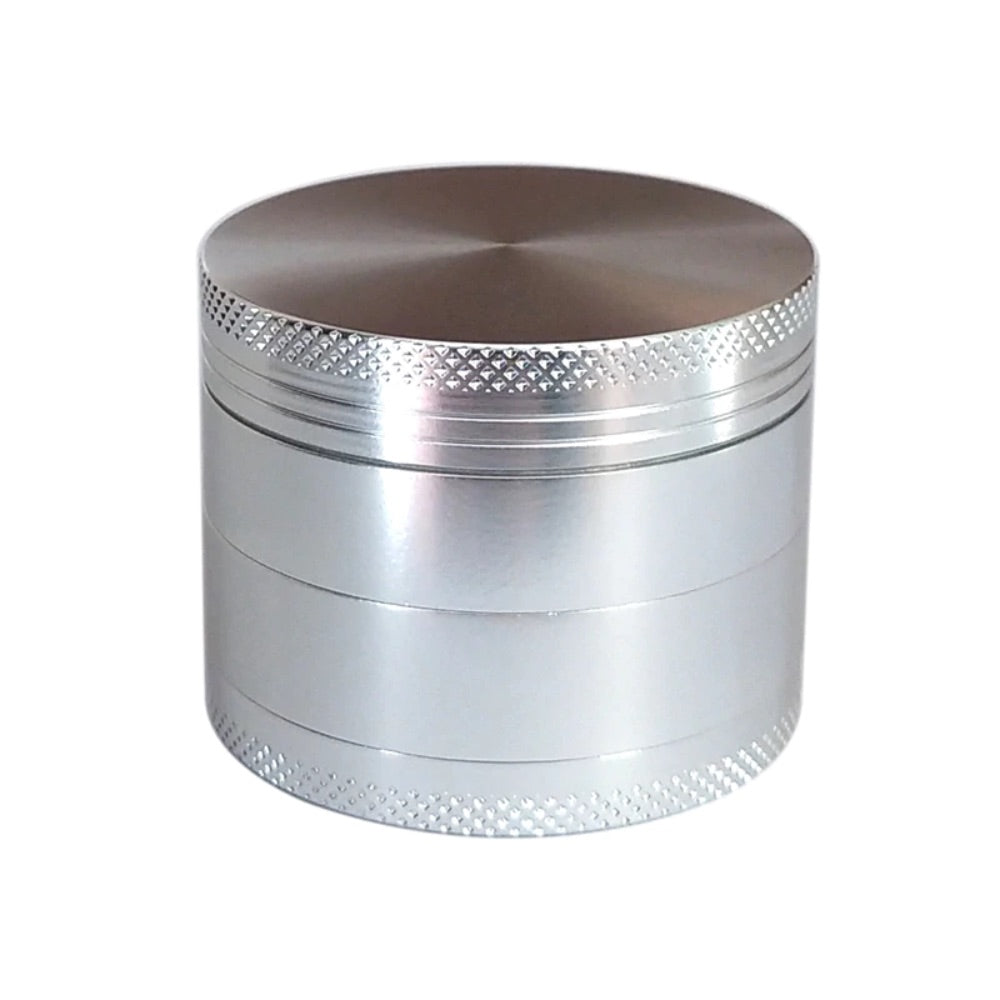 Aluminum Herb Grinder with Pollen Screen and Magnetic Lid | 37mm | Silver