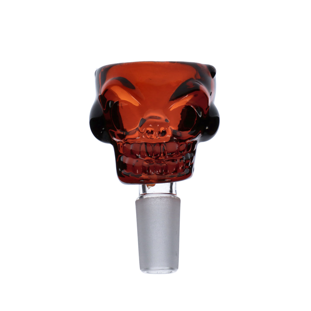 Colored Glass Skull Male Bowl | 14.5mm| Amber
