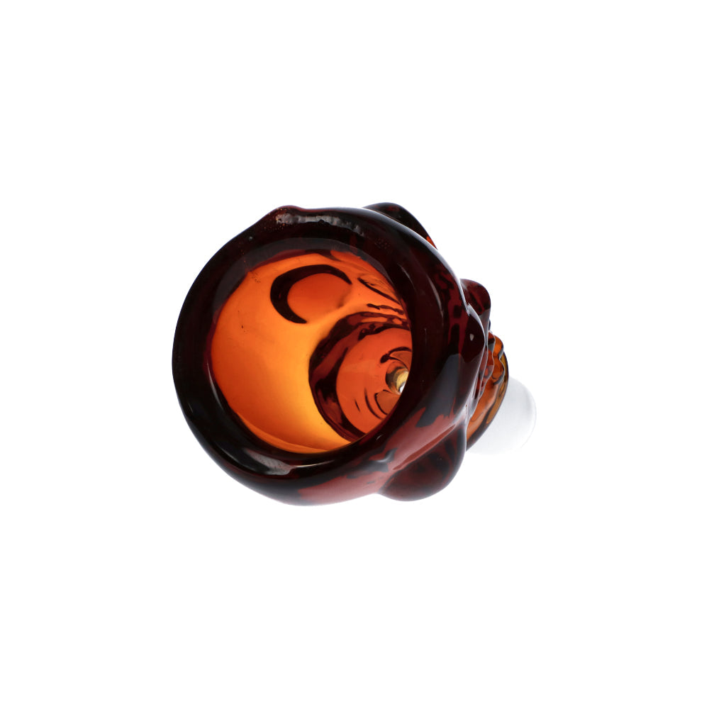 Colored Glass Skull Male Bowl | 14.5mm| Amber | Top View