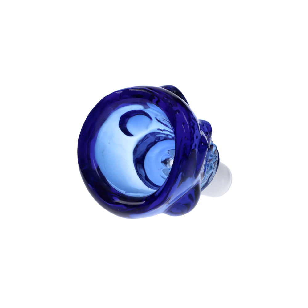 Colored Glass Skull Male Bowl | 14.5mm | Blue | top view