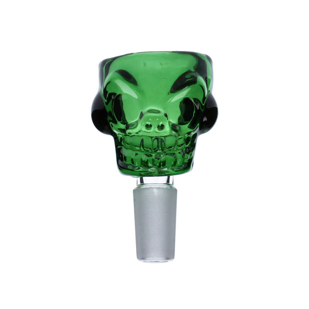 Colored Glass Skull Male Bowl | 14.5mm | Green