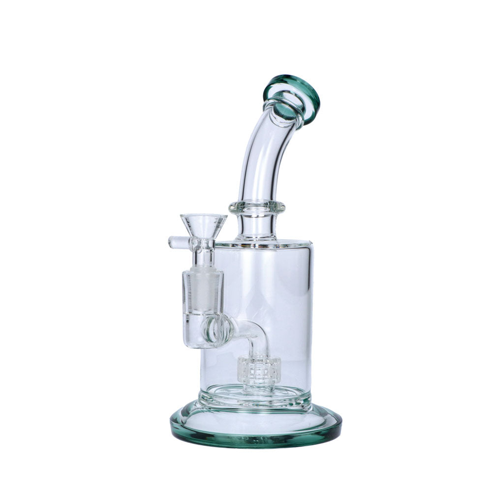 Glass Glycerine Beaker Bubbler with Drum Percolator | Teal | side view 2