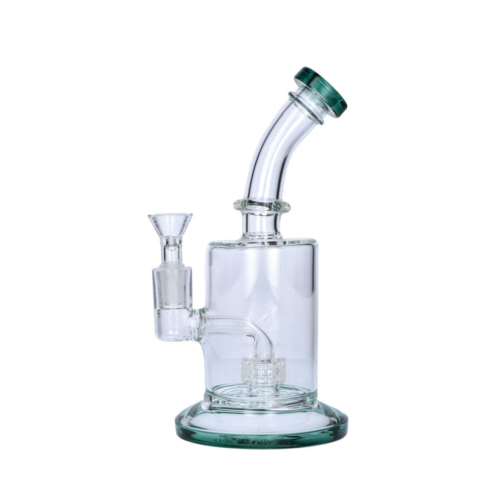 Glass Glycerine Beaker Bubbler with Drum Percolator | Teal | side view 3