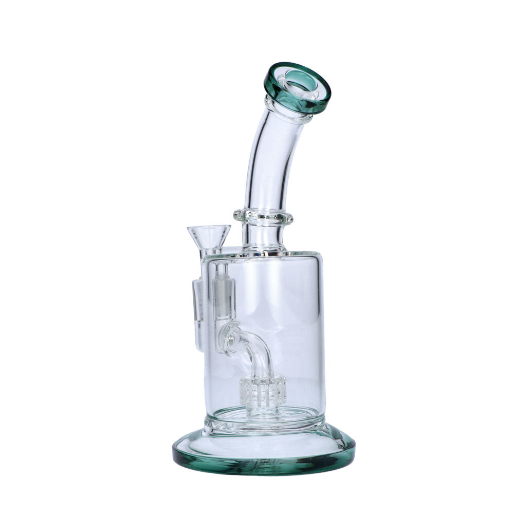 Glass Glycerine Beaker Bubbler with Drum Percolator | Teal | side view 4