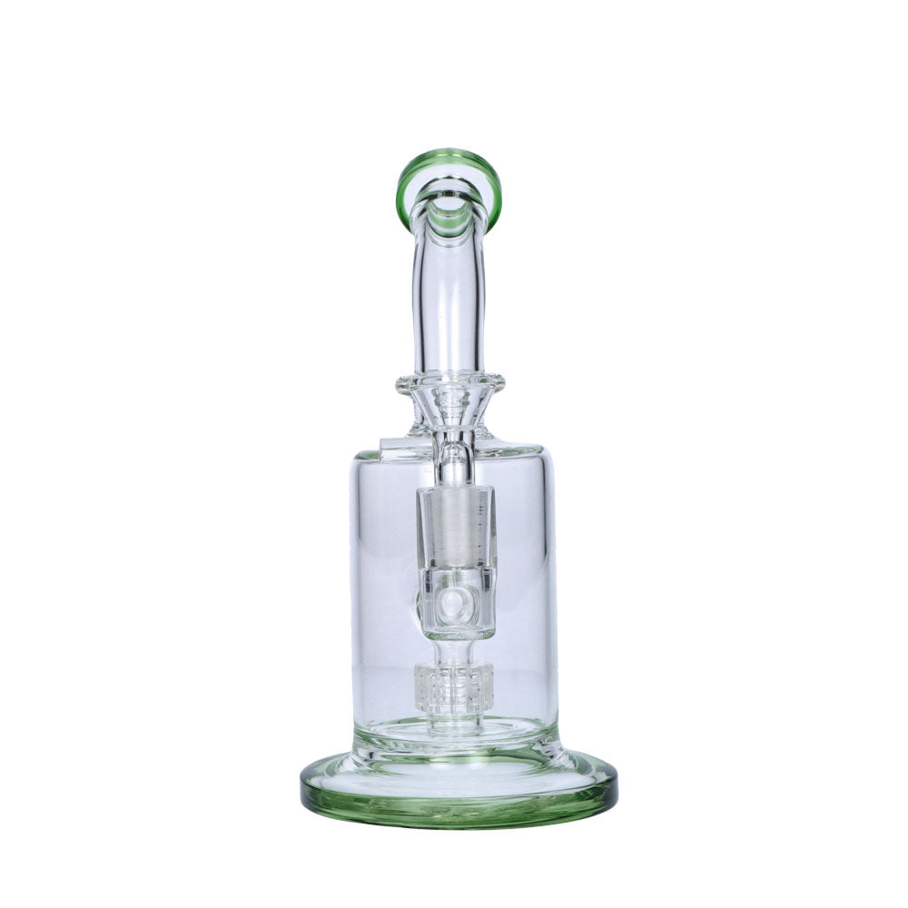 Glass Glycerine Beaker Bubbler with Drum Percolator | Green | front view