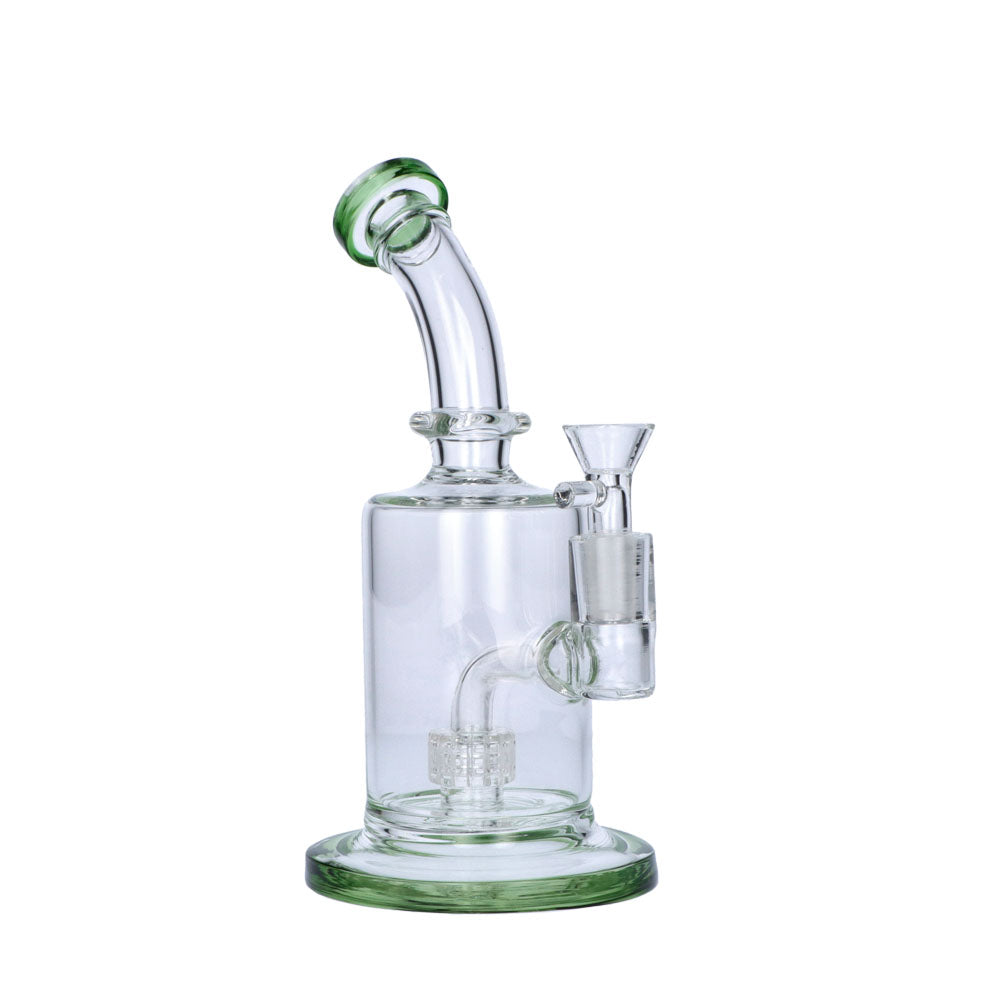 Glass Glycerine Beaker Bubbler with Drum Percolator | Green | side view 1