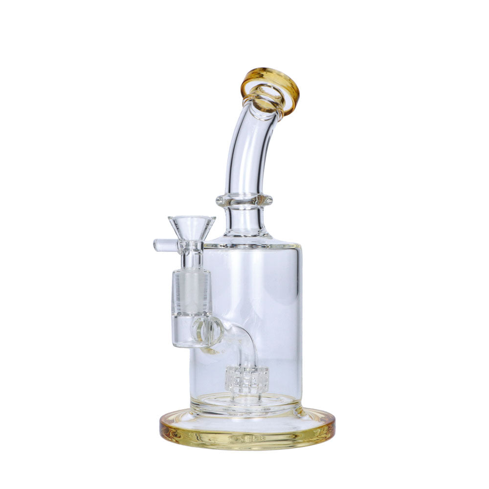 Glass Glycerine Beaker Bubbler with Drum Percolator | Yellow | side view 2
